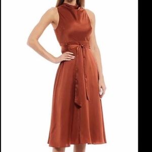 Elegant Rust Sleeveless Dress